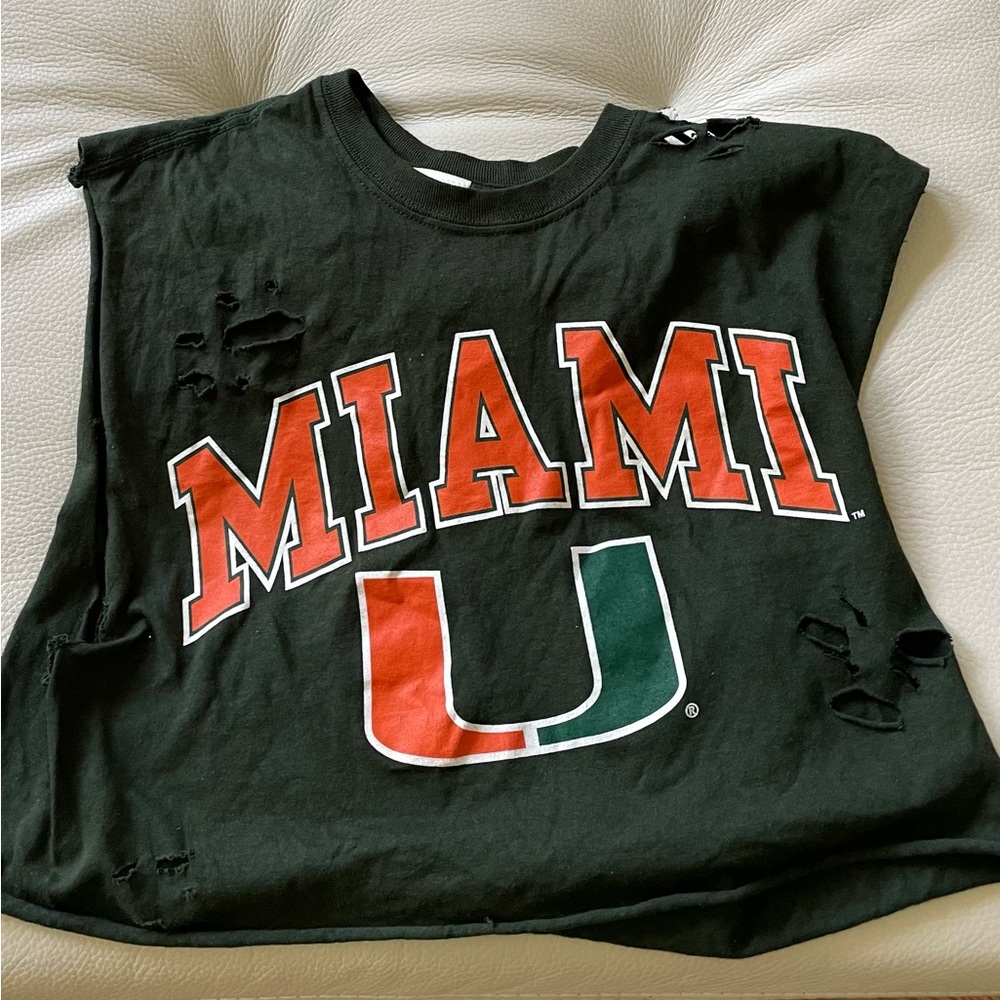 University of Miami one-of-a-kind distressed tank top 💚🧡